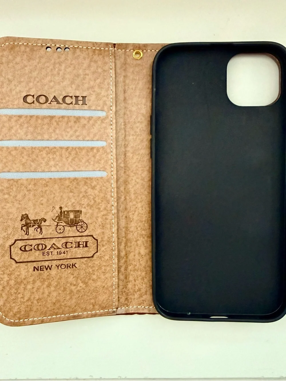 Coach Signature Zip Wristlet Wallet in Brown with Gold Plate